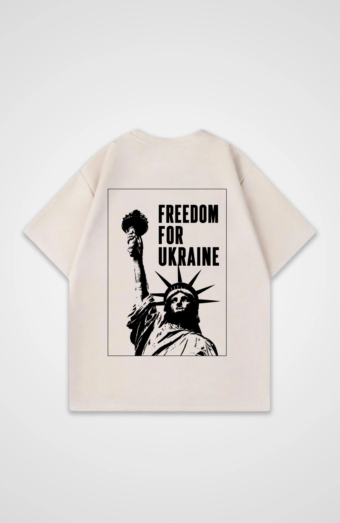 Freedom for Ukraine Oversized Shirt - Beige Back (Designed)