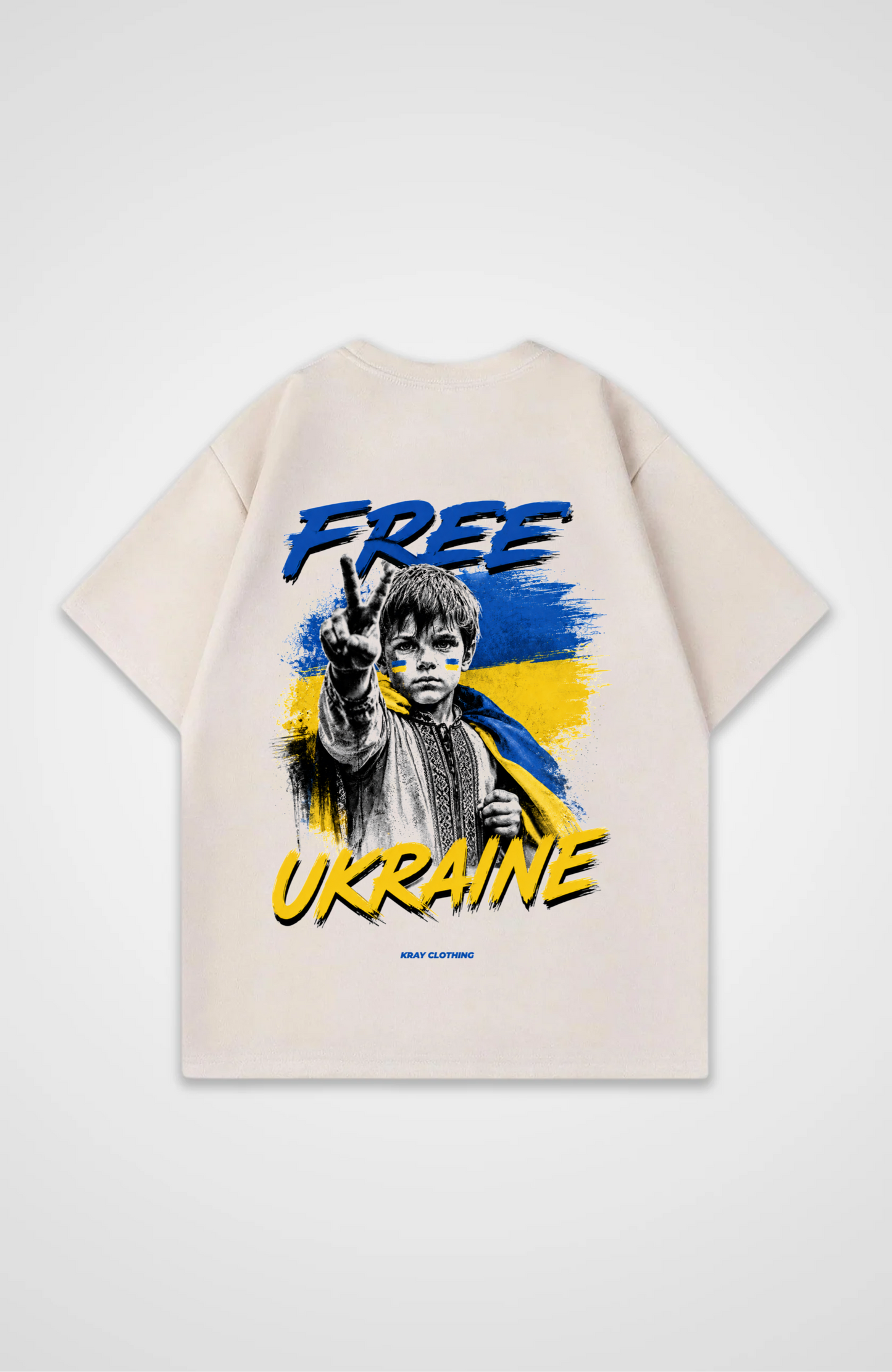 Free Ukraine Oversized Shirt - Beige Back (Designed)