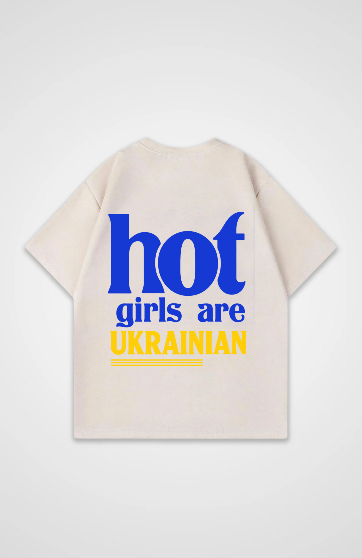 Hot Girls Ukrainian Oversized Shirt - Beige Back (Designed)