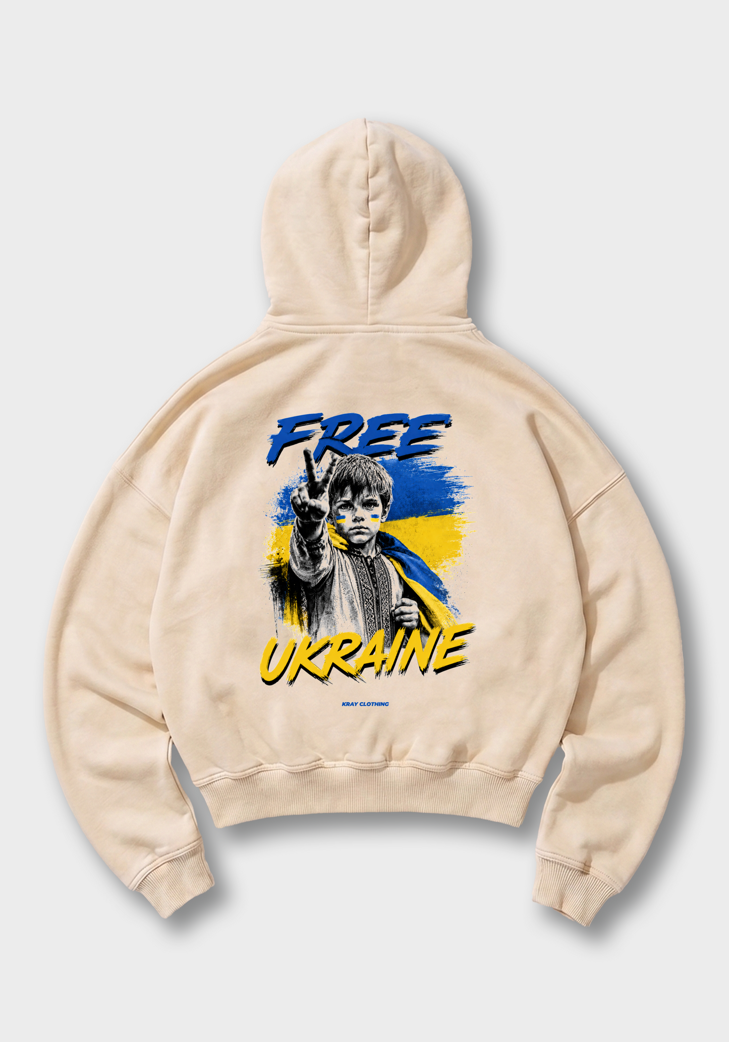Free Ukraine Oversized Hoodie - Beige Back (Designed)