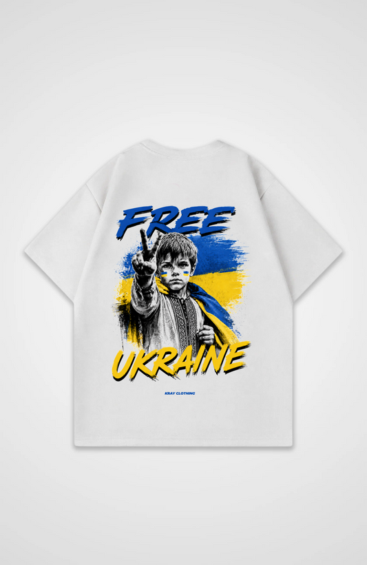 Free Ukraine Oversized Shirt - White Back (Designed)
