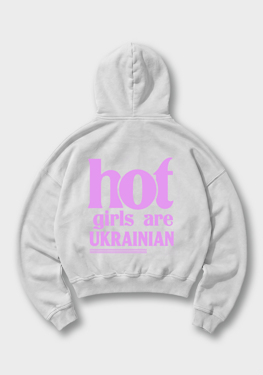 Hot Girls are Ukrainian Oversized Hoodie - White Back (Designed)