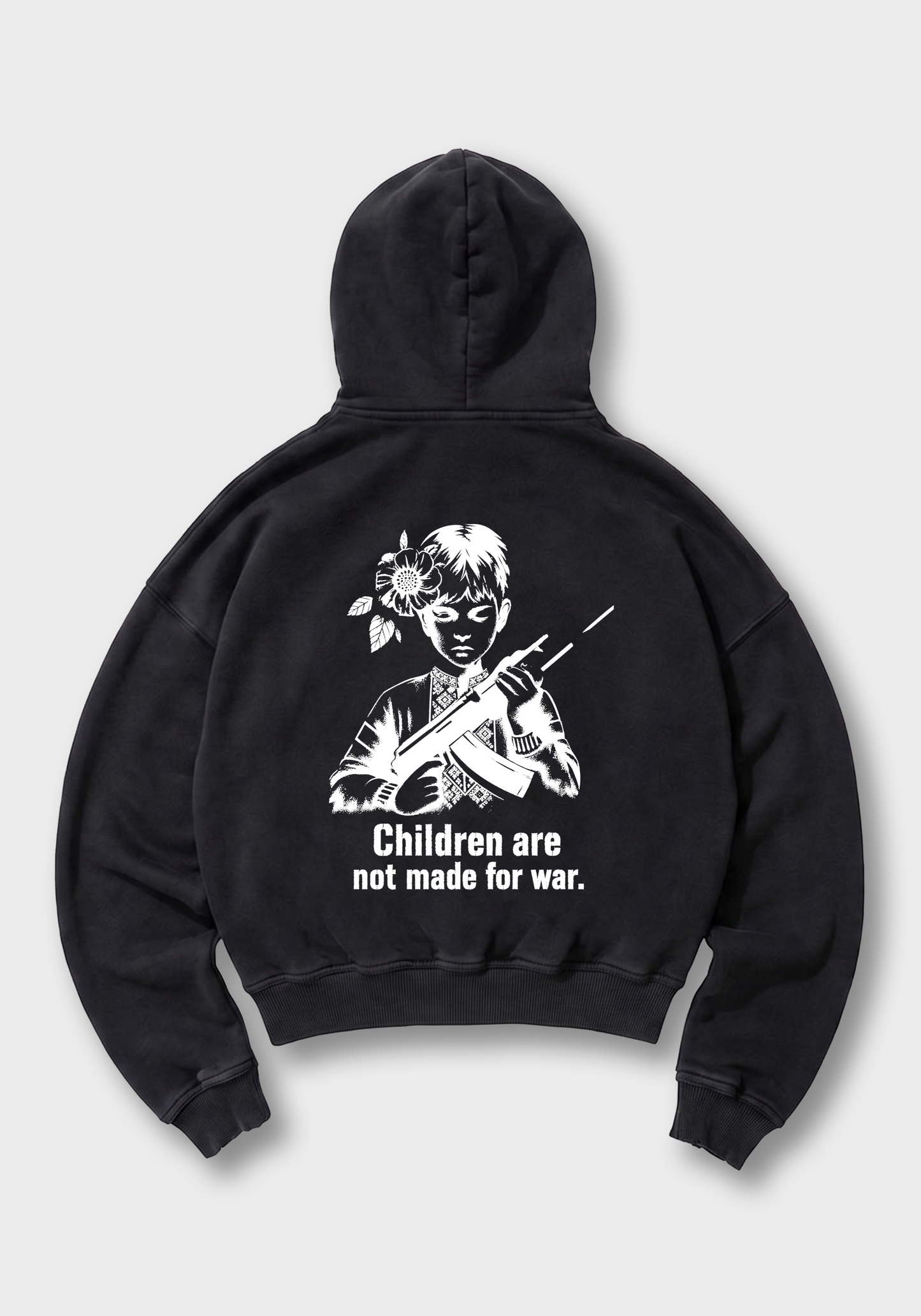 Children are not made for war Oversized Hoodie - Black Back (Designed)