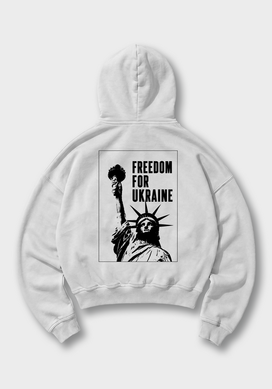Freedom for Ukraine Oversized Hoodie - White Back (Designed)