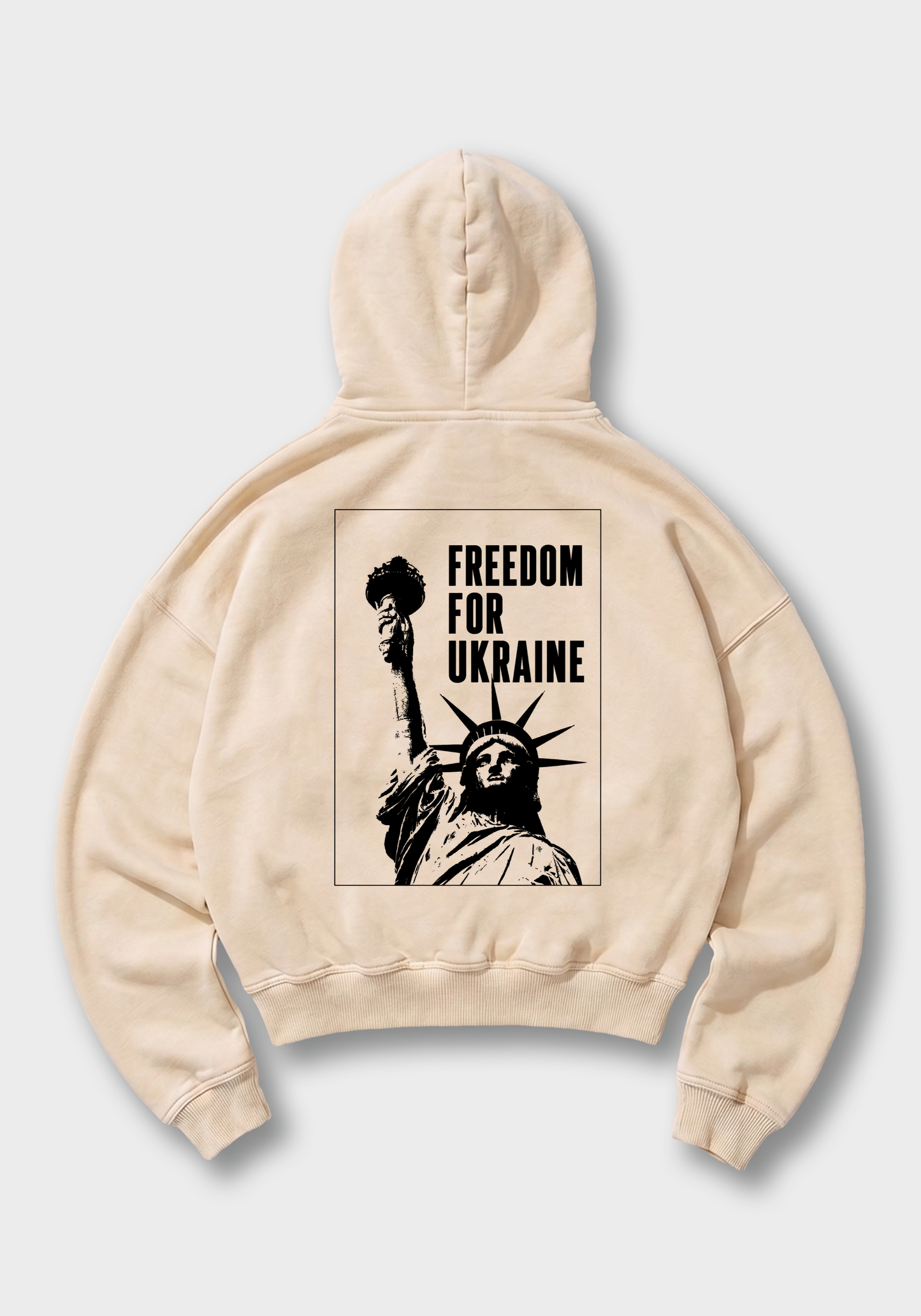 Freedom for Ukraine Oversized Hoodie - Beige Back (Designed)