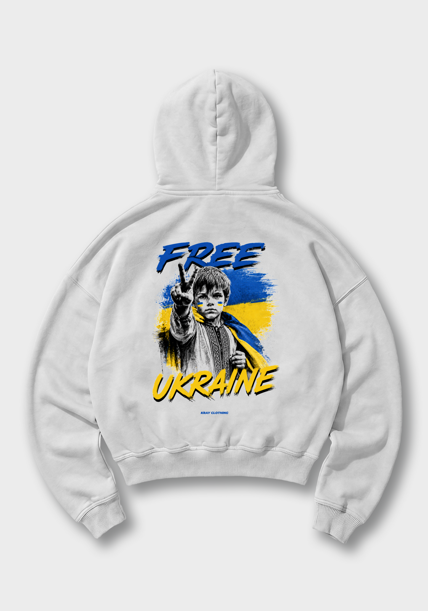 Free Ukraine Oversized Hoodie - White Back (Designed)