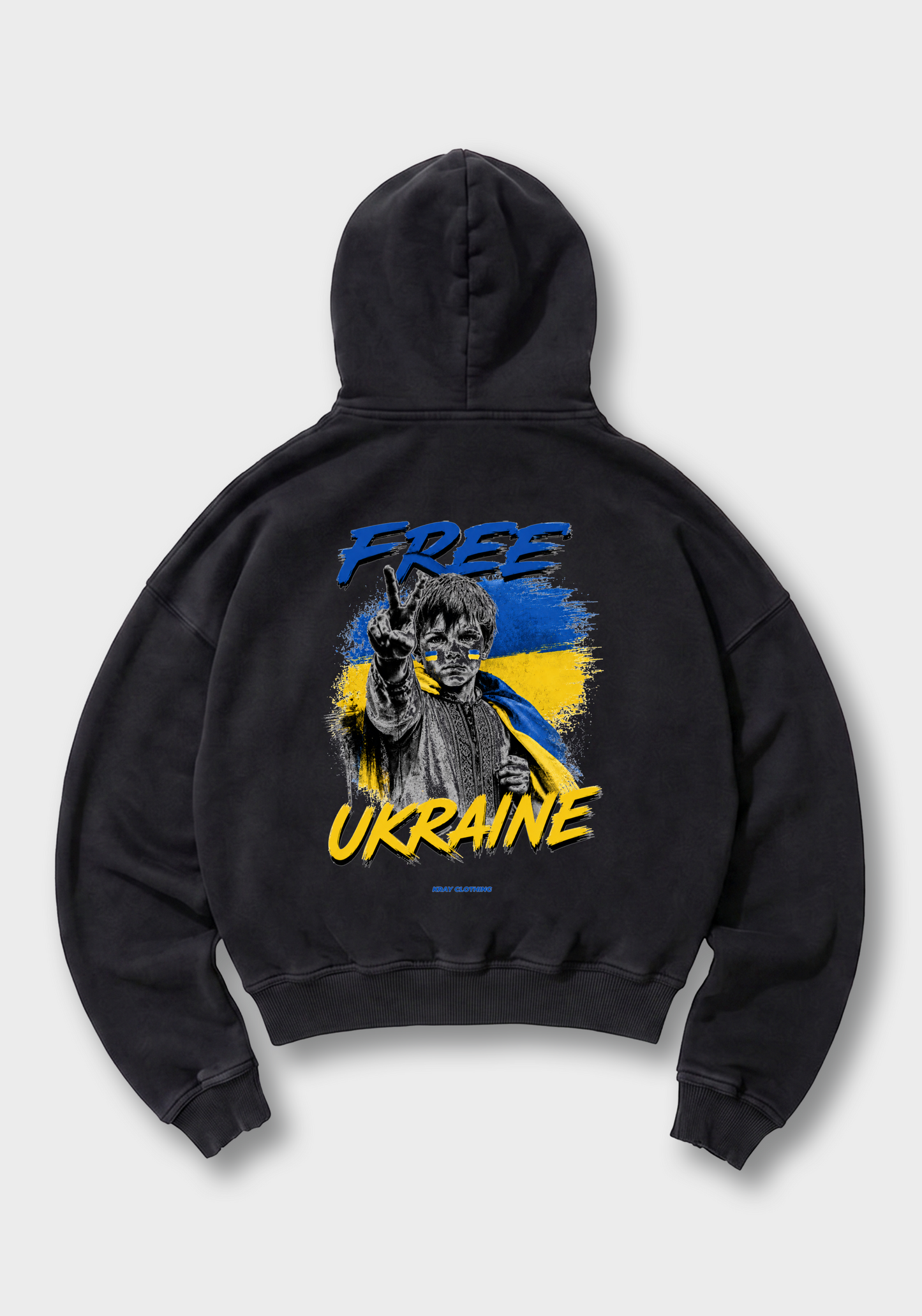 Free Ukraine Oversized Hoodie - Black Back (Designed)
