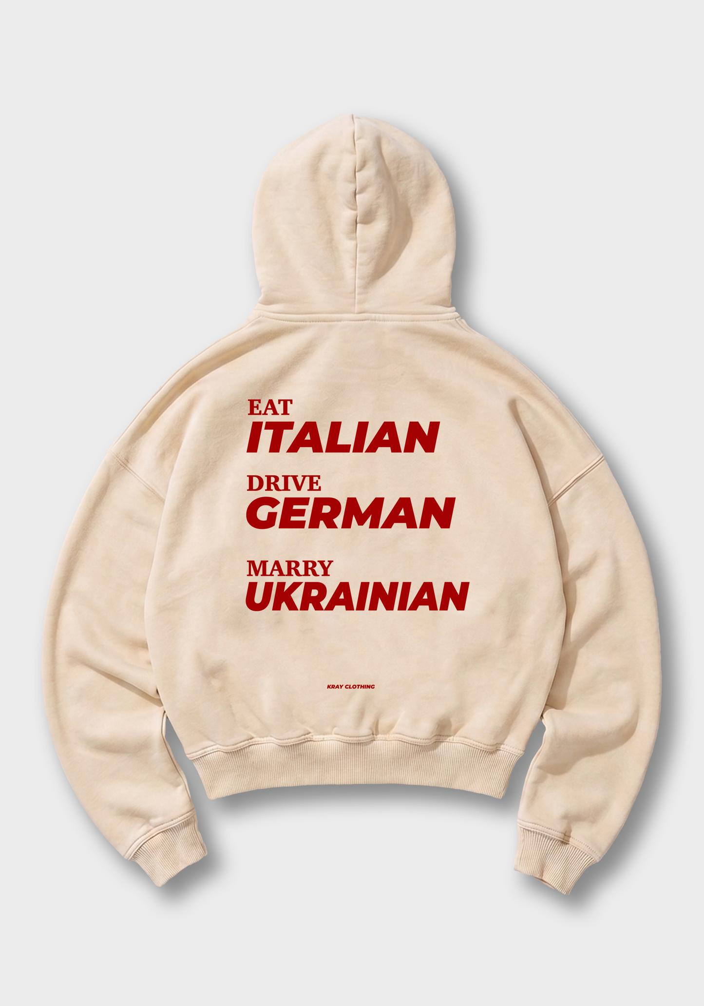 Marry Ukrainian Oversized Hoodie - Beige Back (Designed)