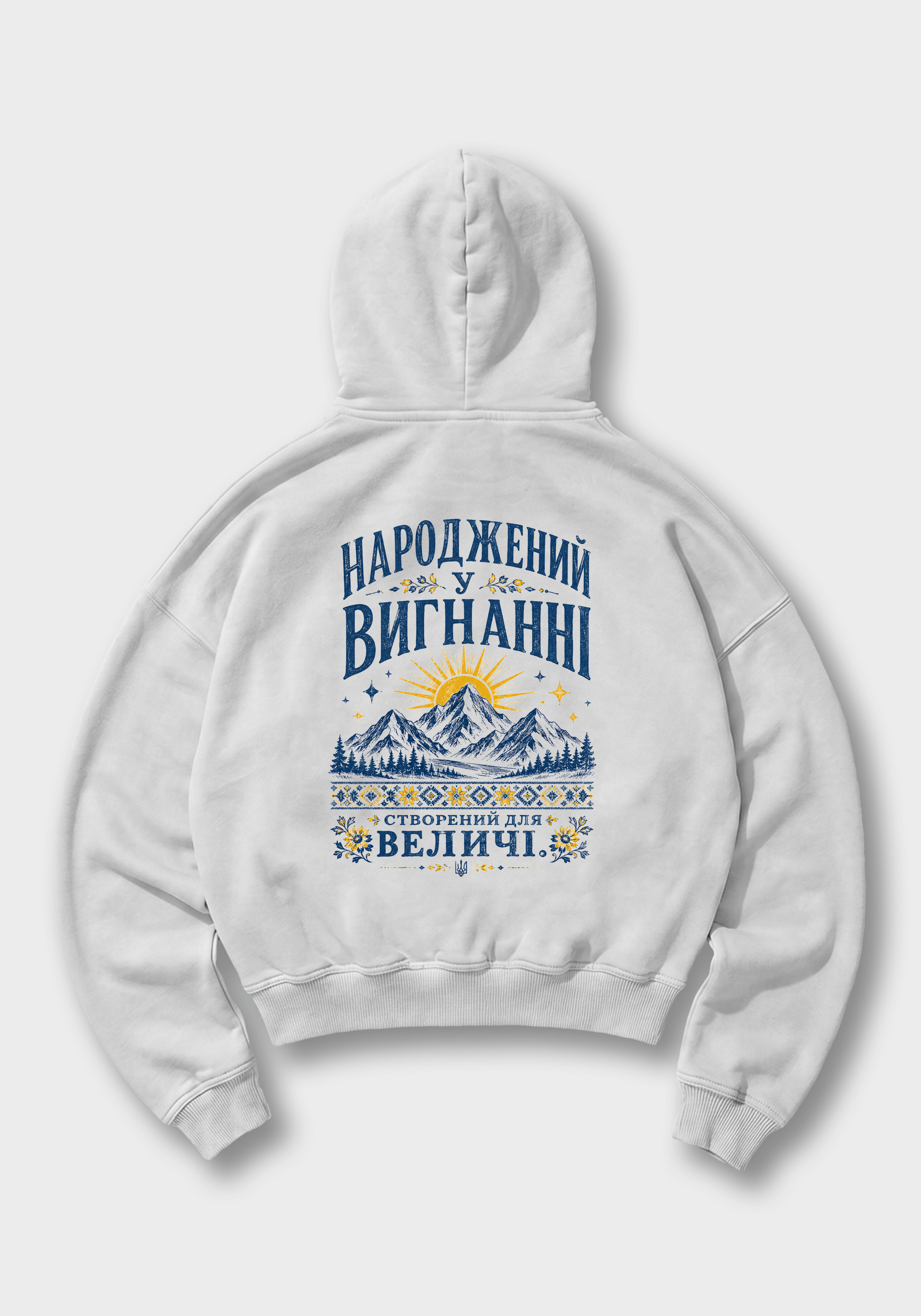 Geboren im Exil Oversized Hoodie - White Back (Designed)